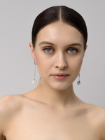 Серьги "long eye White" Silver