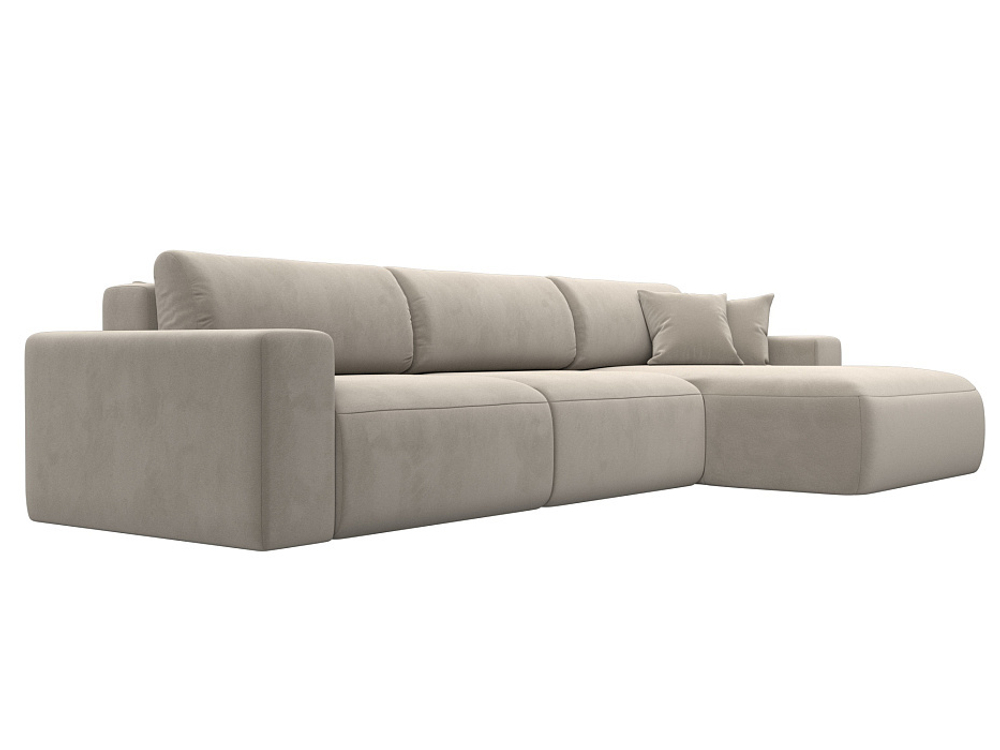 Диван угловой Лига-036 НПБ Классик Лонг правый угол МИКРОВЕЛЬВЕТ Бежевый