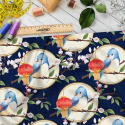 Ткань дюспо воробей и красный фонарь