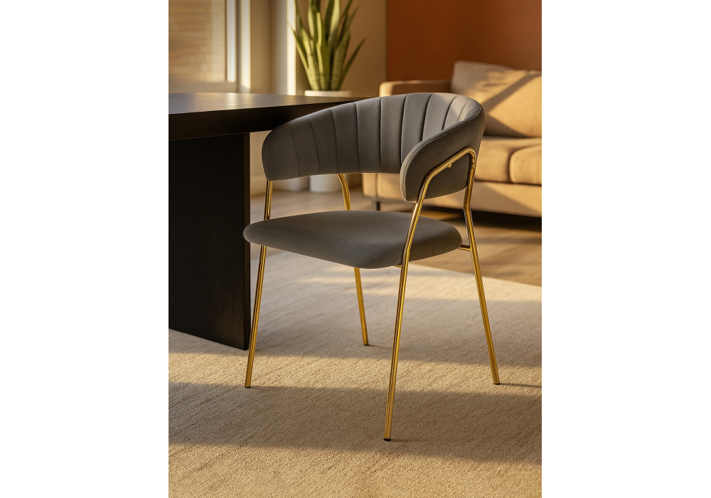 Стул на металлокаркасе Woodville Kamelia 1 dark gray, gold