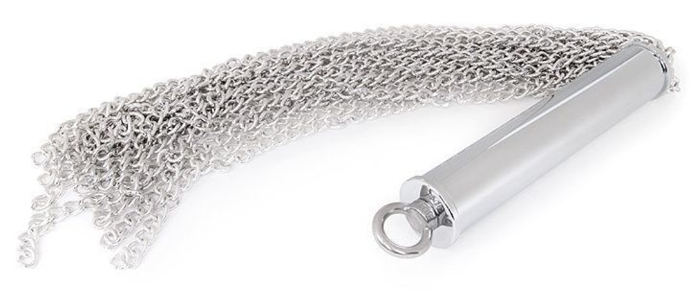 Серебристая металлическая плеть с рукоятью-втулкой - 56 см. (Цвет: серебристый)