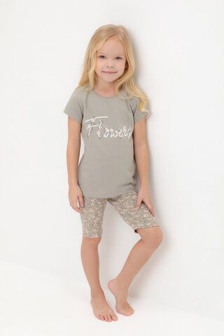 пижама  для девочки  К 1647/пыльно-оливковый,полевые цветы