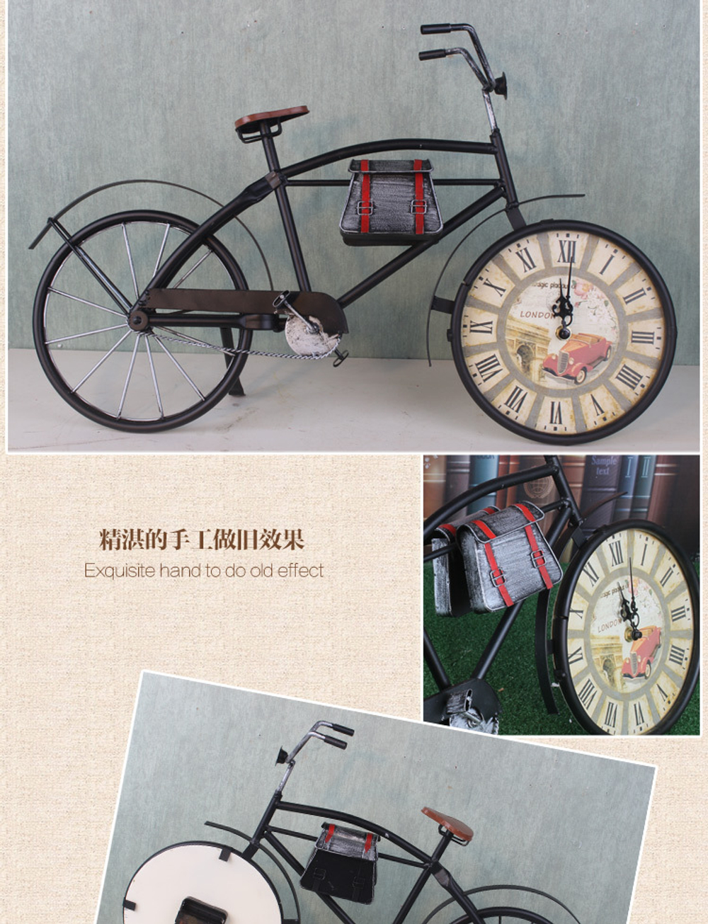 Ретро велосипед-часы, размер 58*36*15 Цвет: Черный.