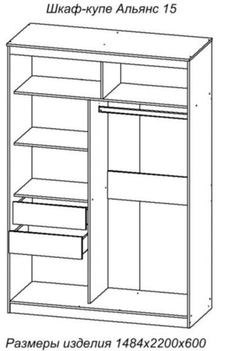 Шкаф-купе Альянс 15 анкор темный