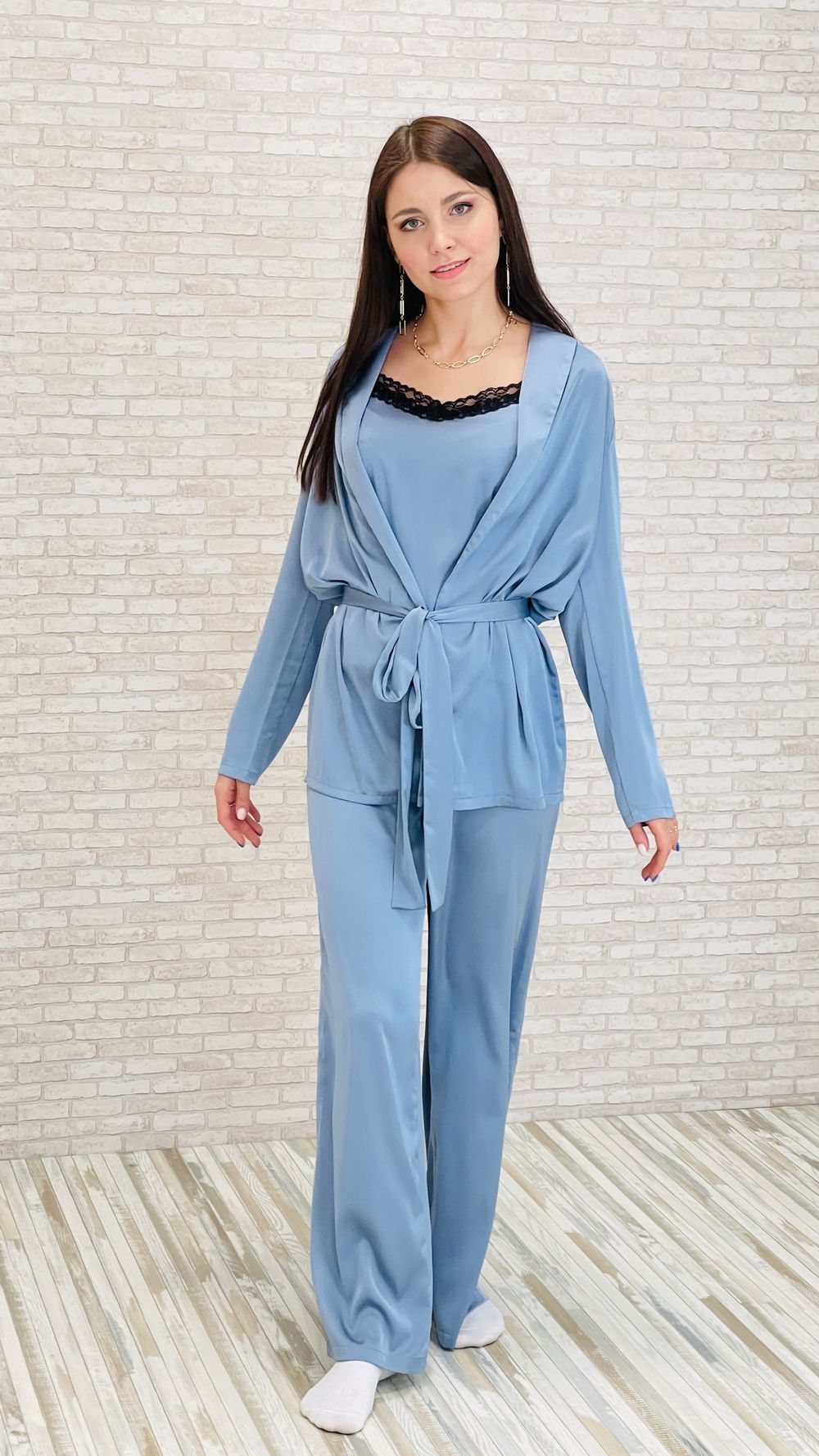 костюм-тройка из шёлк-стрейч