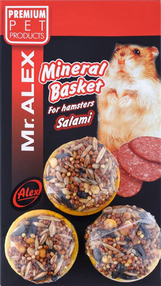 Лакомство для грызунов Mr. Alex Mineral Basket корзинка с салями, 3 шт, 90 г
