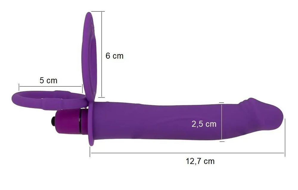 Фиолетовая вибронасадка для двойного проникновения с 2 эрекционными кольцами - 12,7 см.