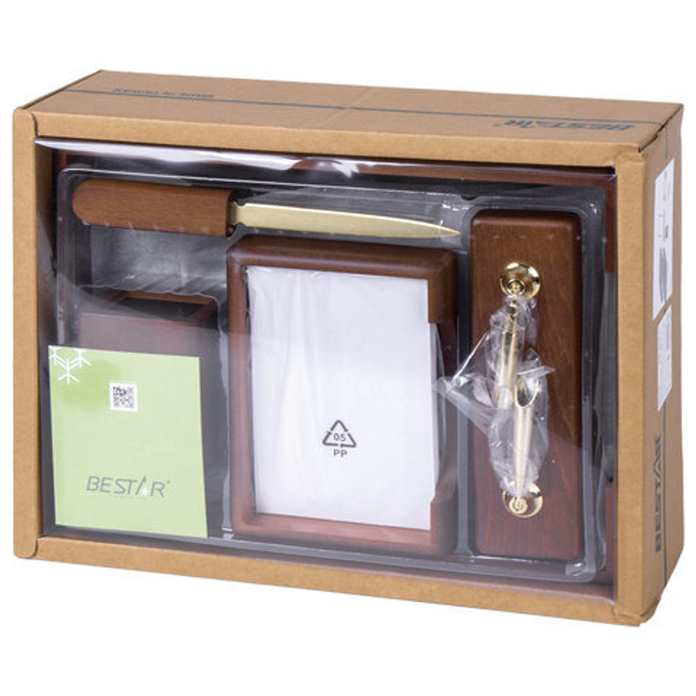 Набор настольный BESTAR "Hercules" из массива дерева (бук), 5 предметов, цвет "орех", 236395