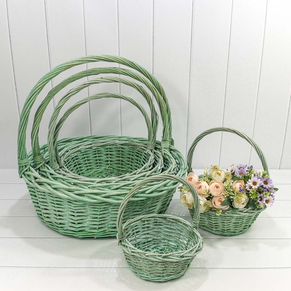 Корзина 49х19/52 (±5%) см Набор 6шт с ручкой (Белый, Зеленый)