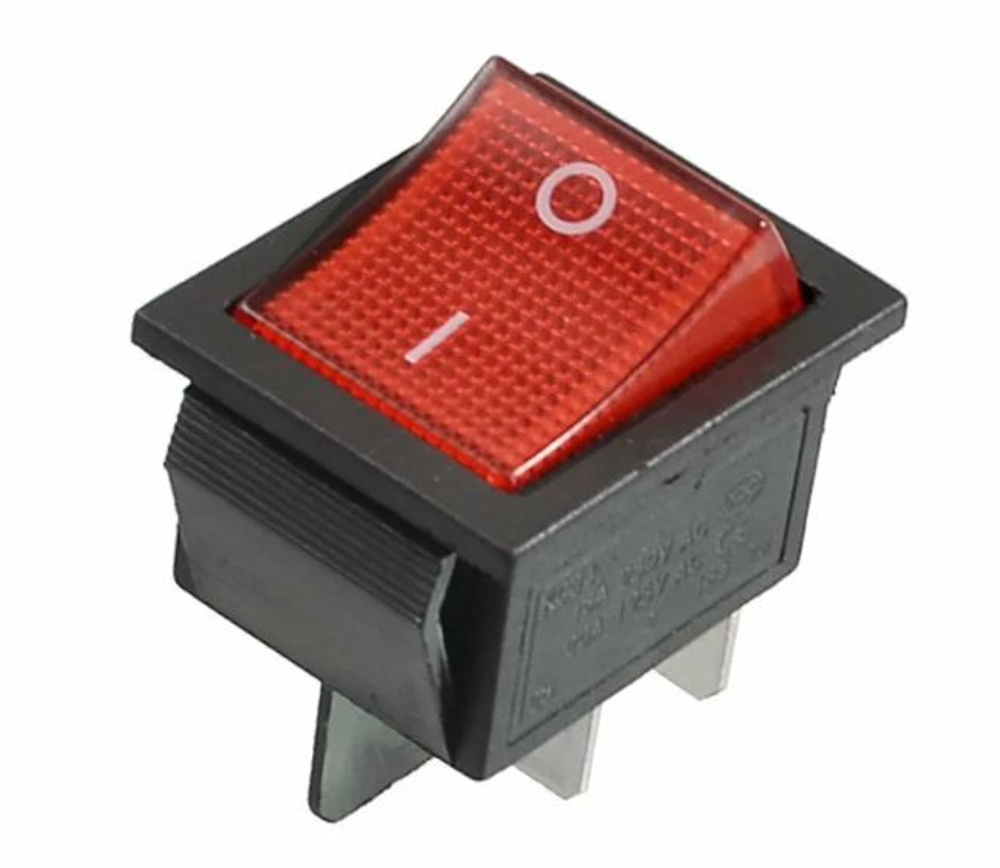 Выключатель красный 16А 250V, 20A 125V (4-х контакт.) клавишный