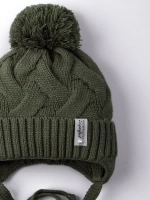 Шапка вязаная демисезонная на завязках для детей