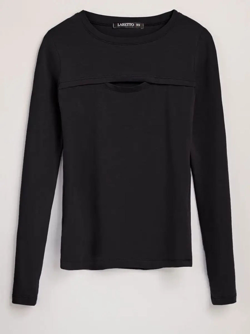 Лонгслив с вырезом трикотажный базовый