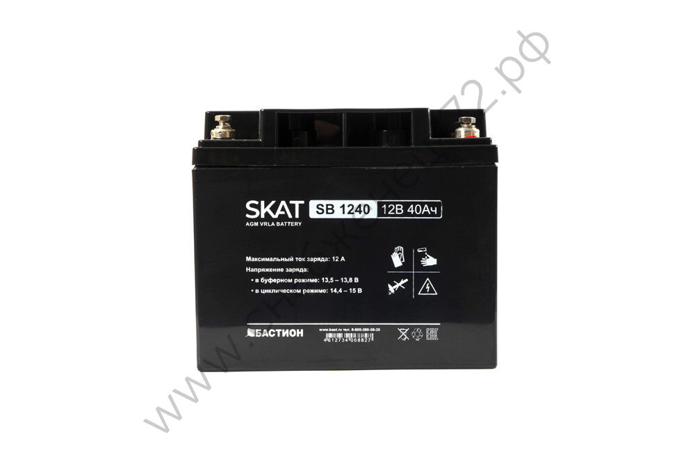 SKAT SB 1240 АКБ свинцово-кислотная тип AGM 12V 40Ач Iзар.12А, клеммы под болт М6