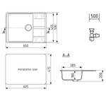 МОЙКА ULGRAN QUARTZ ПРЯМОУГОЛЬНАЯ КВАРЦЕВАЯ 650*500 PRIMA 650-08 КОСМОС