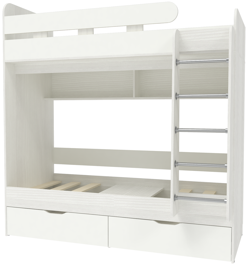 Двухъярусная кровать КарИВи Юниор 5 80x160 Белое Дерево Белый