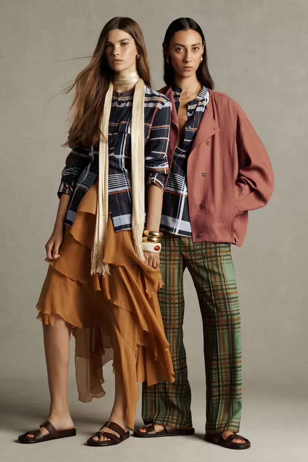 ZARA УКОРОЧЕННЫЕ КЛЕШЕНЫЕ БРЮКИ В КЛЕТКУ — ZW COLLECTION, ЗЕЛЕНЫЙ