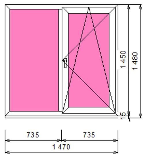 Пластиковое окно 1450 х 1470 ТермА Эко