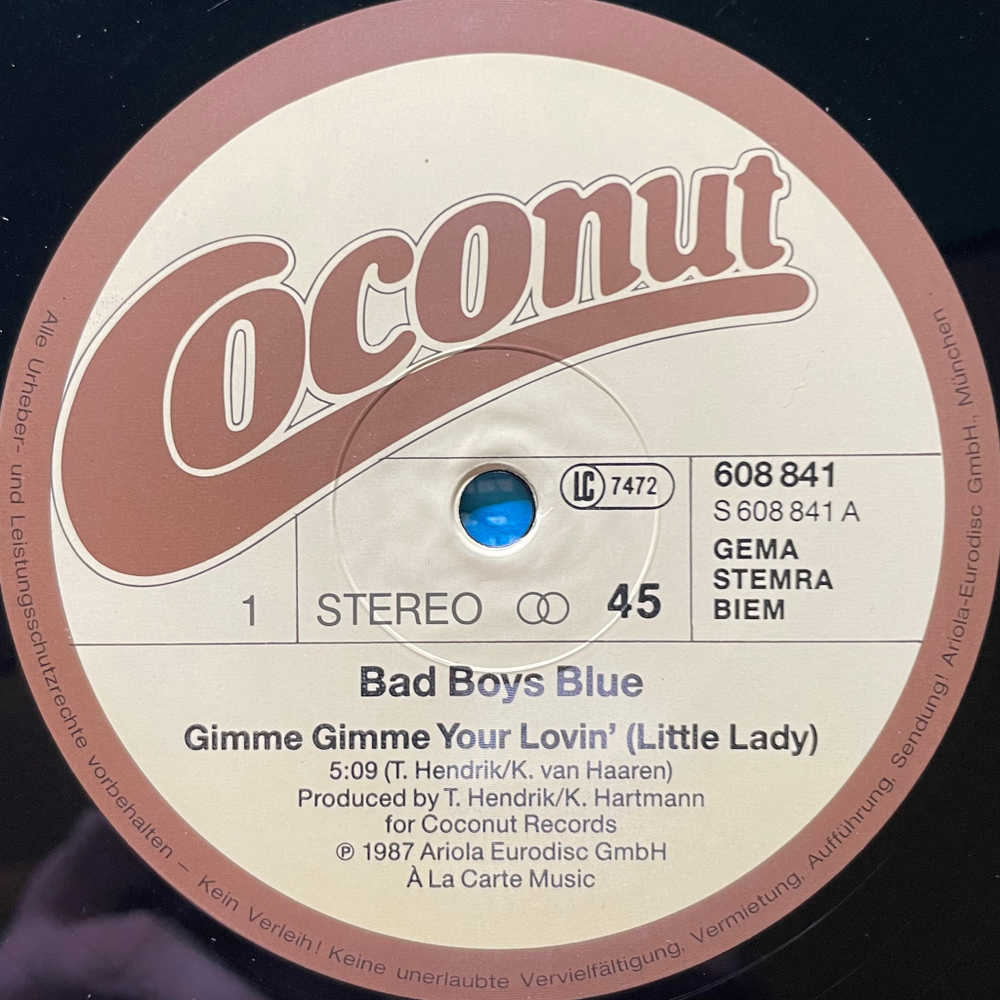 Bad Boys Blue ‎– Gimme Gimme Your Lovin, Little Lady (Европа 1987г.) 12", 45 RPM