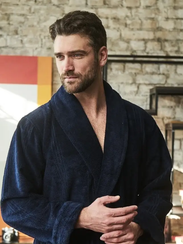 Халат мужской АДАМ без капюшона Синий "Polens"