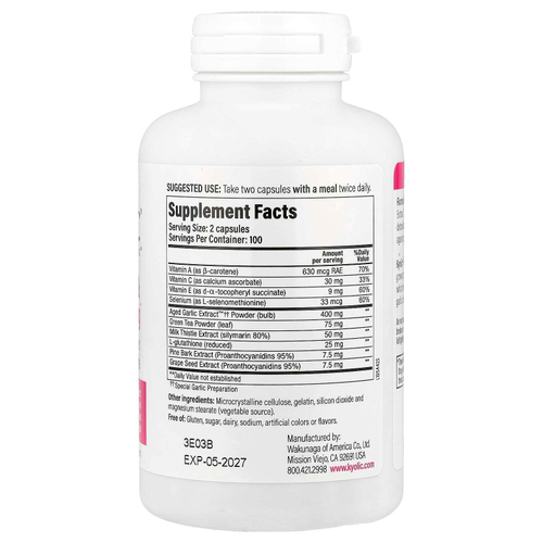 Kyolic, Aged Garlic Extract™, антивозрастное и очищающее средство, формула 105, 200 капсул