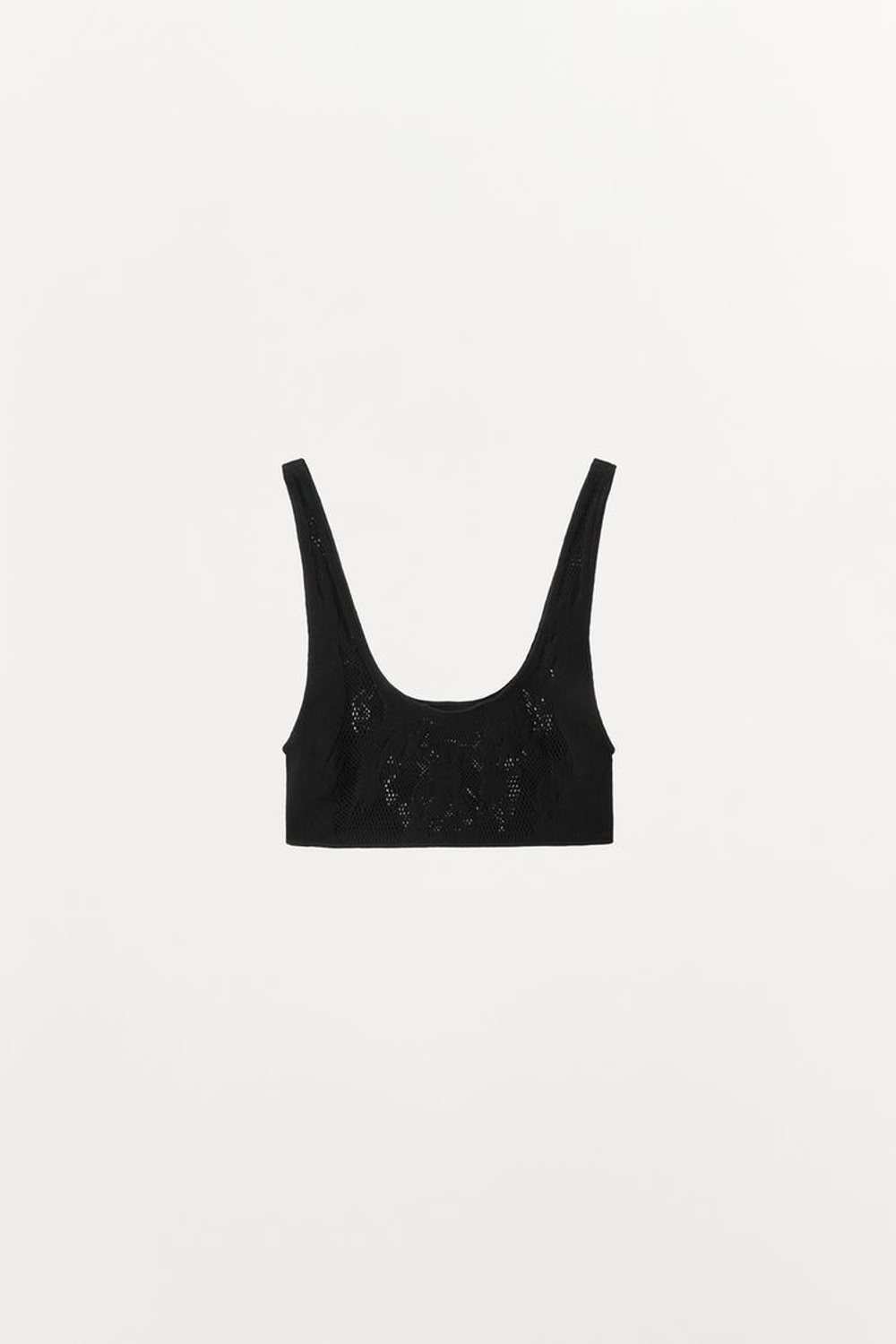 ZARA БЕСШОВНЫЙ БРАЛЕТТ С КРУЖЕВОМ, ЧЕРНЫЙ