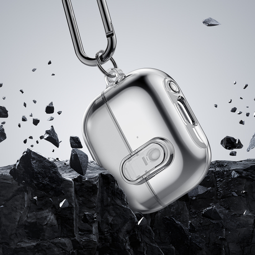 Прозрачный плотный чехол из TPU от Dux Ducis для наушников Samsung Buds3 и Buds 3 Pro, серия SECI Series Case, в комплекте с карабином