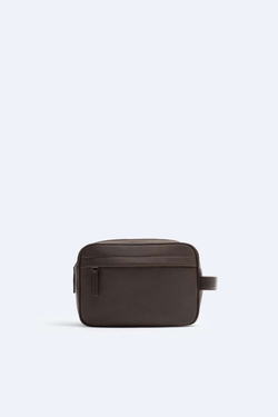 ZARA НЕСЕССЕР С ТИСНЕНИЕМ, КОРИЧНЕВЫЙ