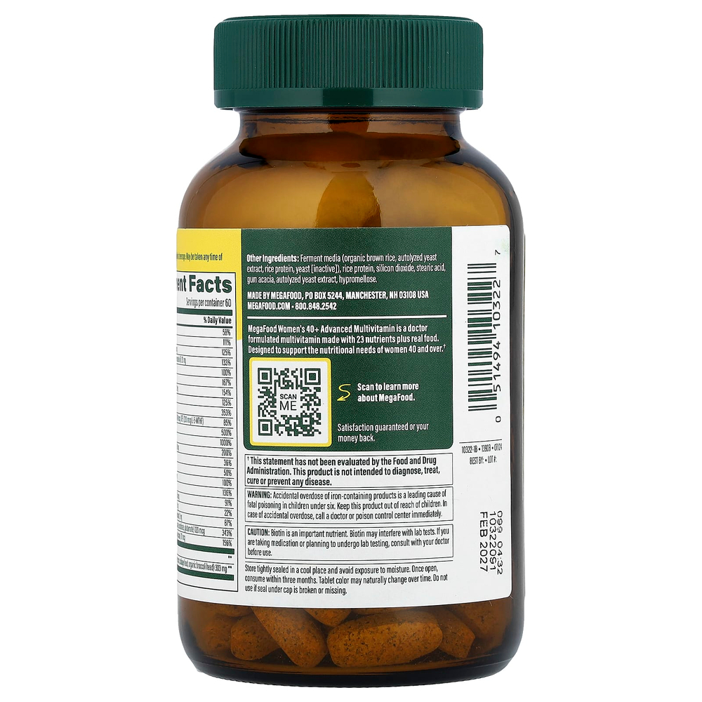 MegaFood, Multi for Women 40+, комплекс витаминов и микроэлементов для женщин старше 40 лет, 120 таблеток