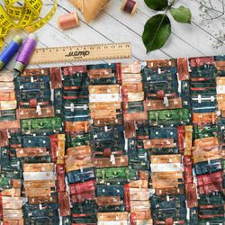 Ткань саржа разноцветная стена из чемоданов