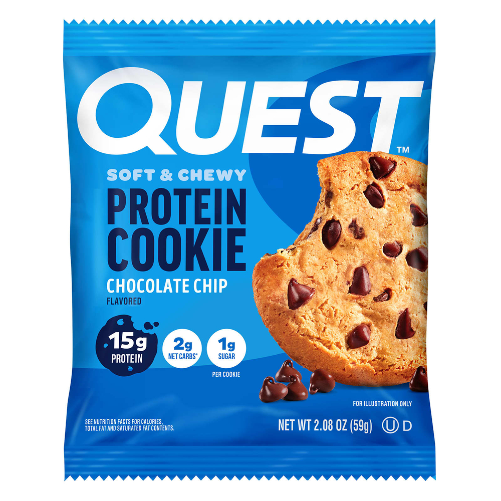 Quest Nutrition, протеиновое печенье, с шоколадной крошкой, 12 шт. по 59 г (2,08 унции)