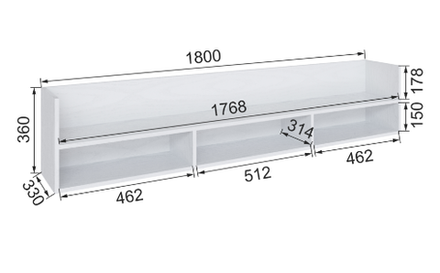 Полка навесная Бруклин 180ГНО-1