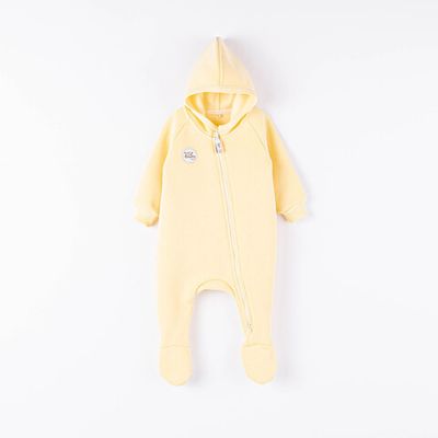 Warm hooded jumpsuit 0-3 months - Daffodil