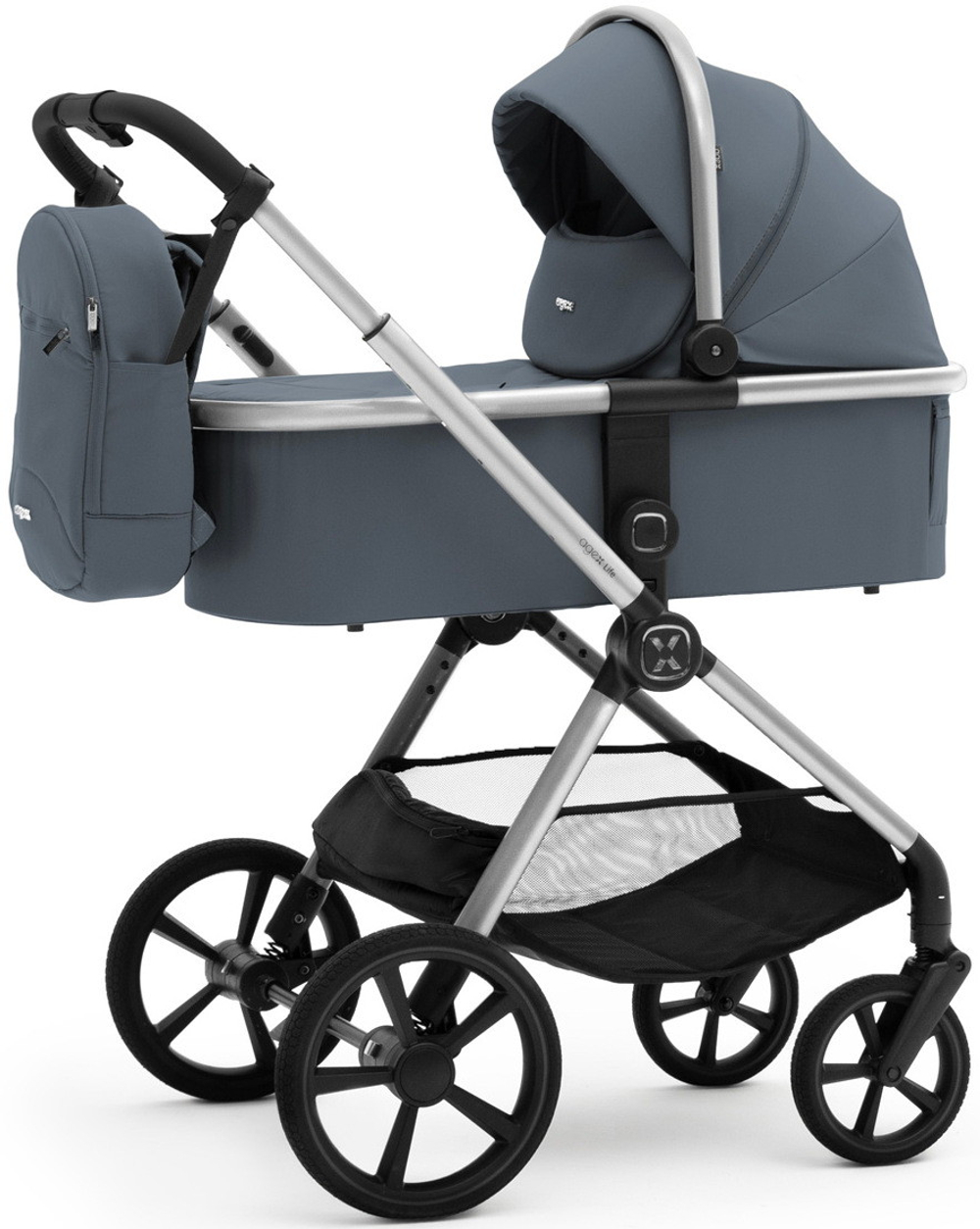 Коляска Agex Life 3 в 1 хромированная рама с автокреслом i-Safe Black ALG590 Chrome Grey (Серый)