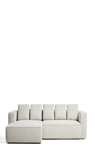 3-местный диван-кровать Marela бежевый шенилл с кушеткой слева, 276 см