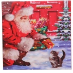 Коробка подарочная «Дед Мороз и кошка» 18*18*8,5 см