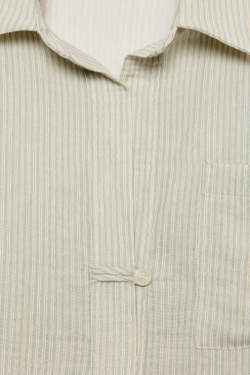 ZARA АСИММЕТРИЧНАЯ РУБАШКА В ПОЛОСКУ — ZW COLLECTION, ЗЕЛЕНЫЙ