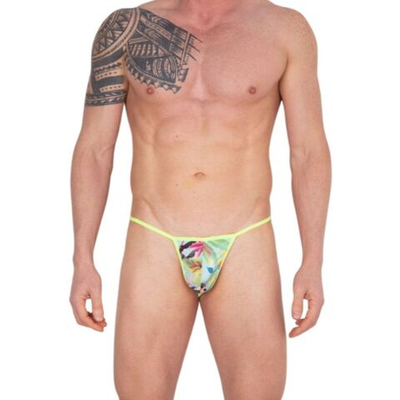 Желтые трусы-стринги с принтом (Размер: S) (Цвет: желтый)