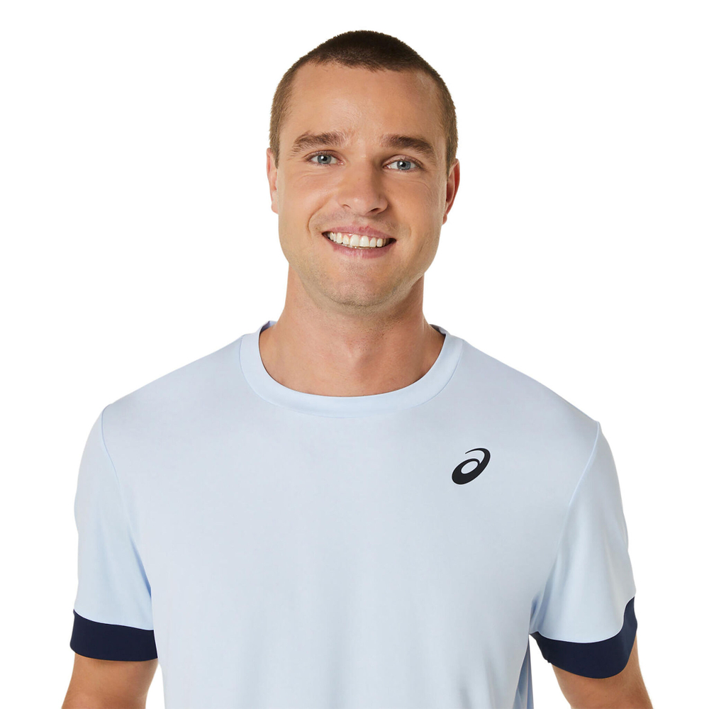 Мужское теннисное поло ASICS Court Shortsleeve Tee T-Shirt Men - Light Blue, Dark Blue