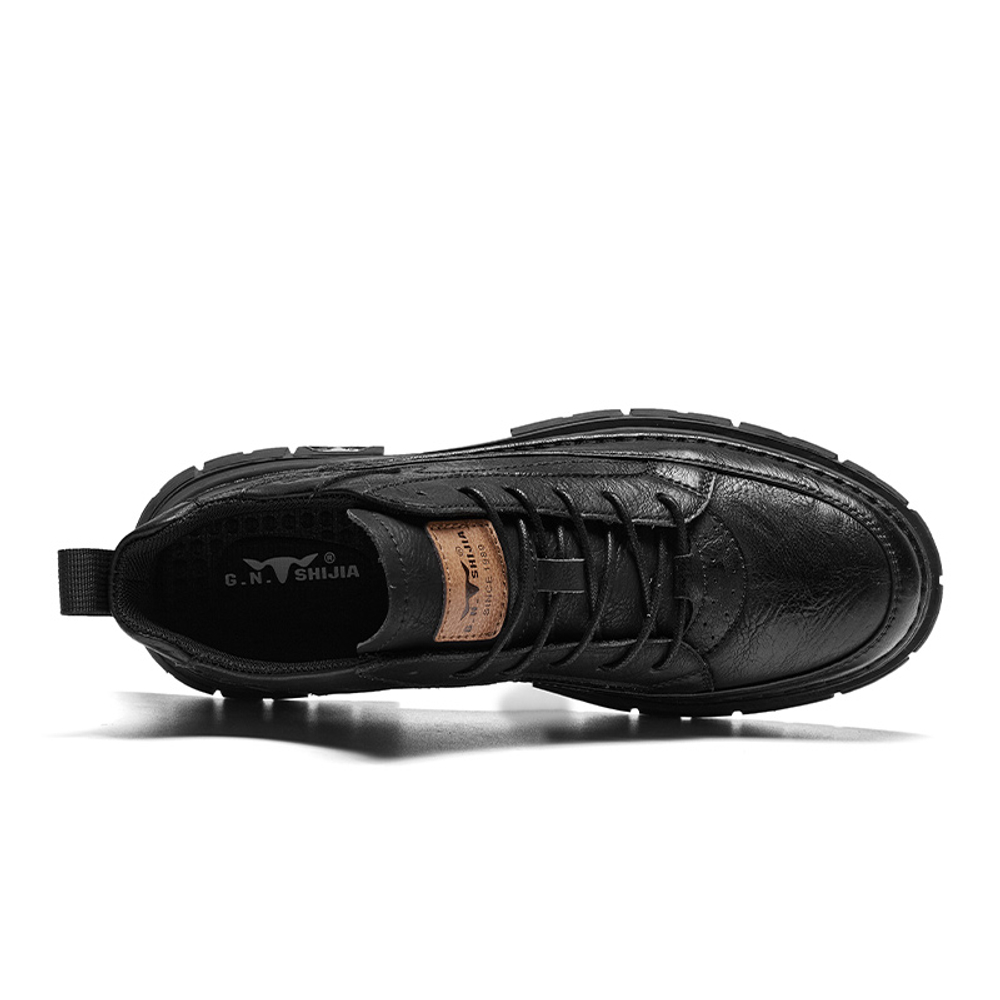 G.N.SHIJIA Work Boots Men"s Mid top Black/Brown