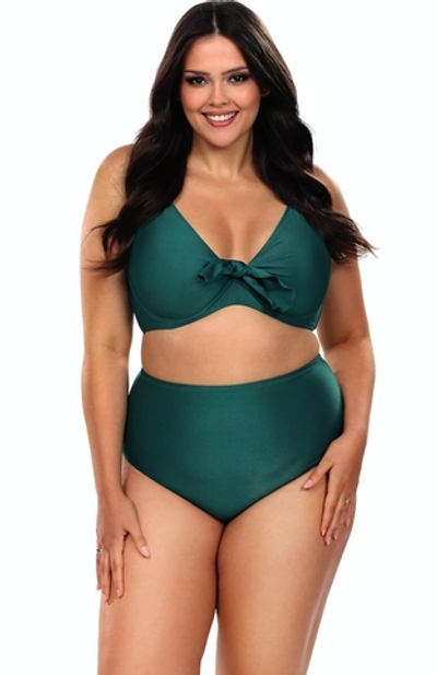 Раздельный купальник plus size: мягкий лиф и трусики-слипы (Размер: 80F/40) (Цвет: изумрудный)