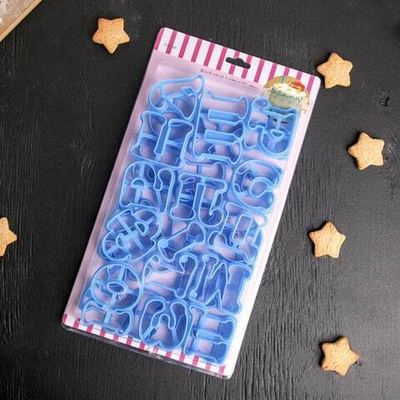 Вырубка для пряника, печенья, мастики с трафаретом "Алфавит" набор