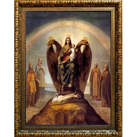 Самодержавная икона Божией Матери на холсте.