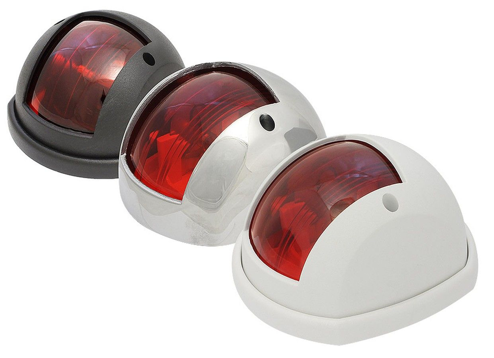 Бортовой огонь "Classic 12", красный, нерж. сталь, 100 мм. (10014731)