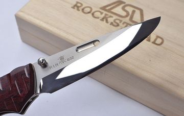 Премиальный японский нож Rockstead RIN-ZDP (RD) 67 HRC - рукоять титан + бордовый эбонит, сталь ZDP-189