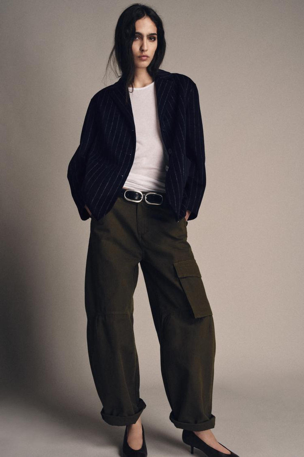 ZARA БЛЕЙЗЕР ИЗ СМЕСОВОЙ ШЕРСТИ — ZW COLLECTION, ПОЛОСКИ