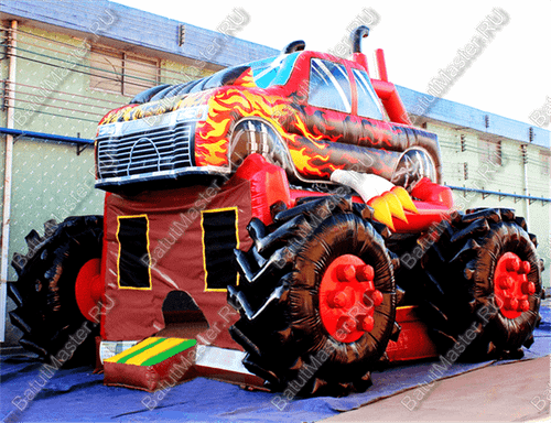 Коммерческий надувной батут "Машина монстр" с крышей