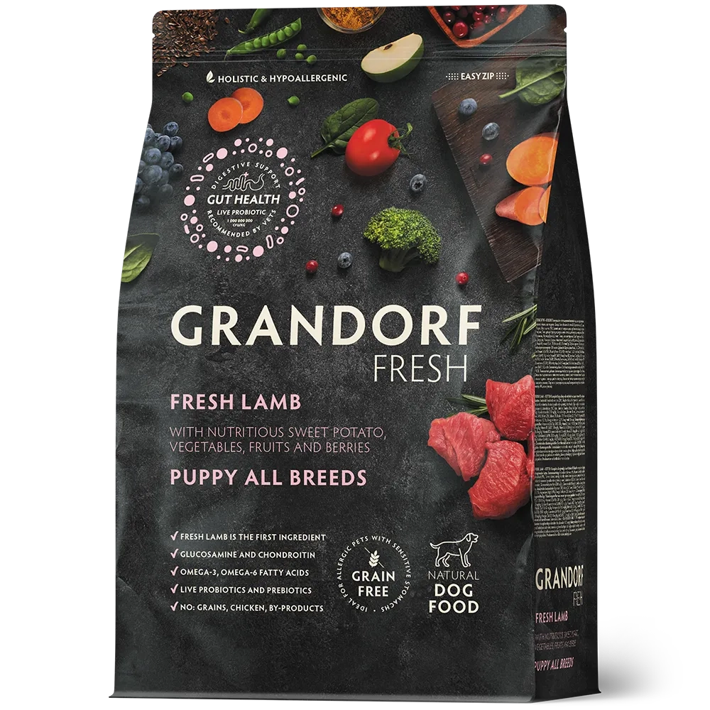 Grandorf Fresh, Fresh Lamb, Puppy All Breeds для щенков (Свежее мясо ягненка с бататом)