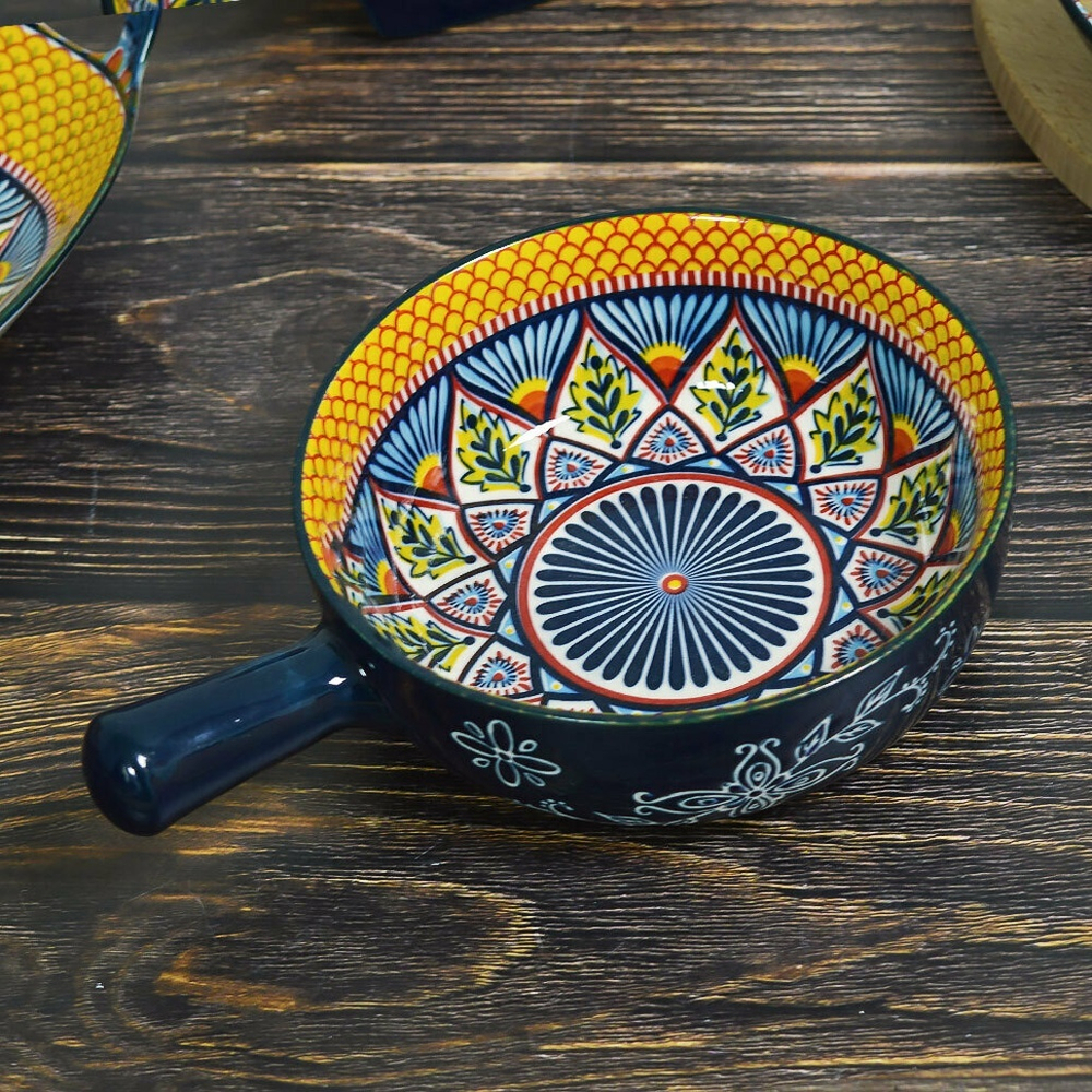 Кокотница с ручкой "Arabesque" 15,5см, керамика