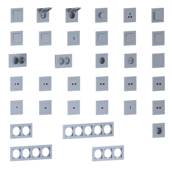 Накладка для розетки Schuko с зарядным устройством USB A+C,  со шторками 16A 250В,  сталь,  серия A07