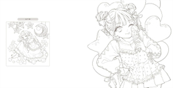 Dream and Fantasy cafeteria Cute girl. Coloring book